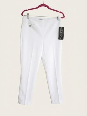 Bella Rose White Straight-Leg Pants Size M